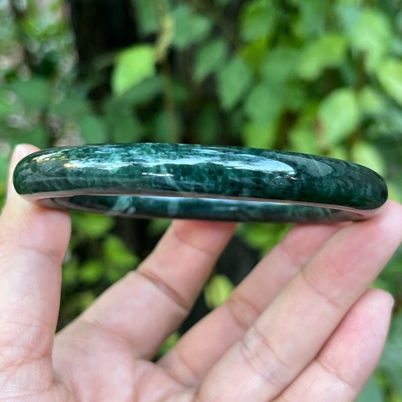Jewelry - 64mm inner‎ diameter skinny dark green xiuyu jade bangle